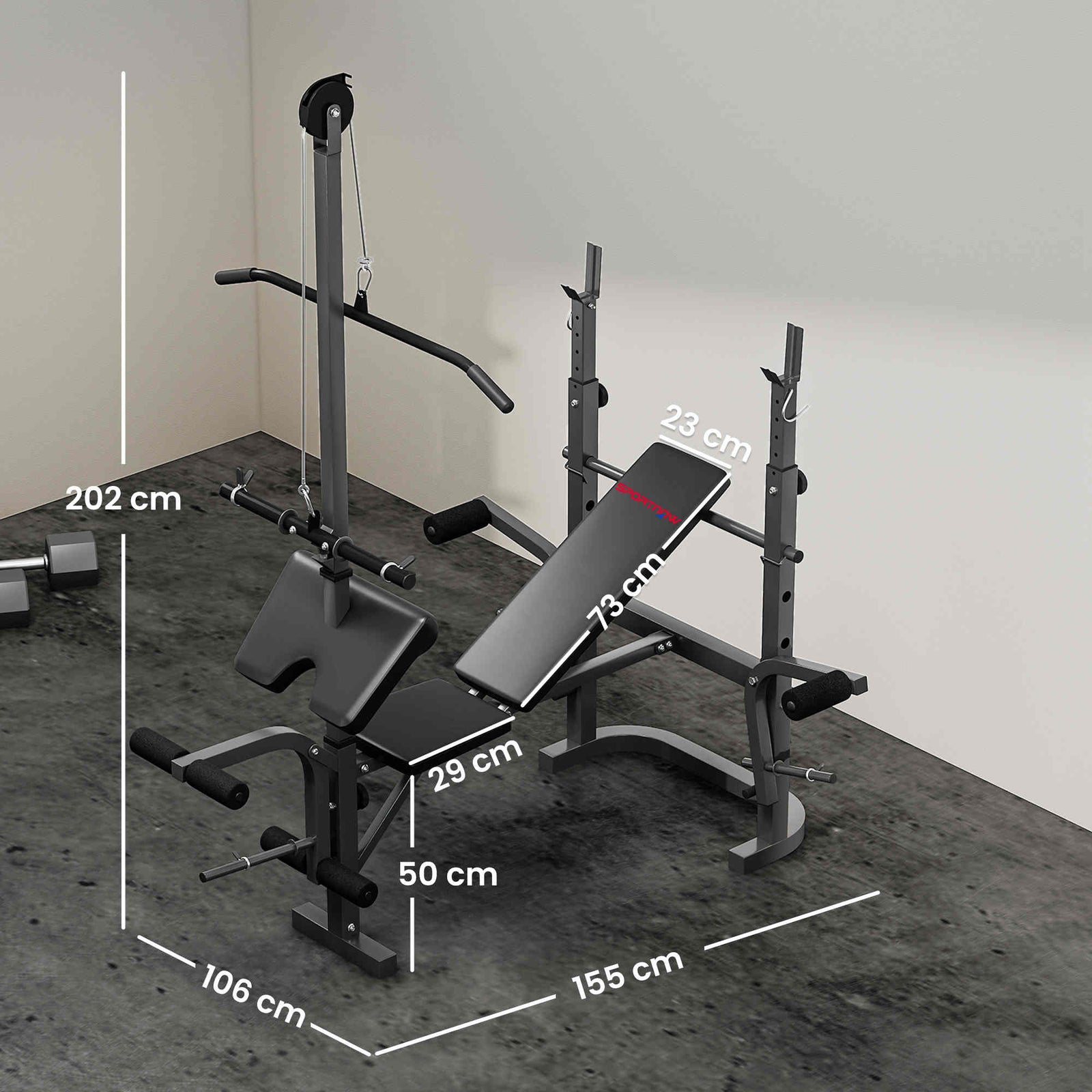 Multi-exercise Incline Or Flat Weight Bench W/ Bench Rack