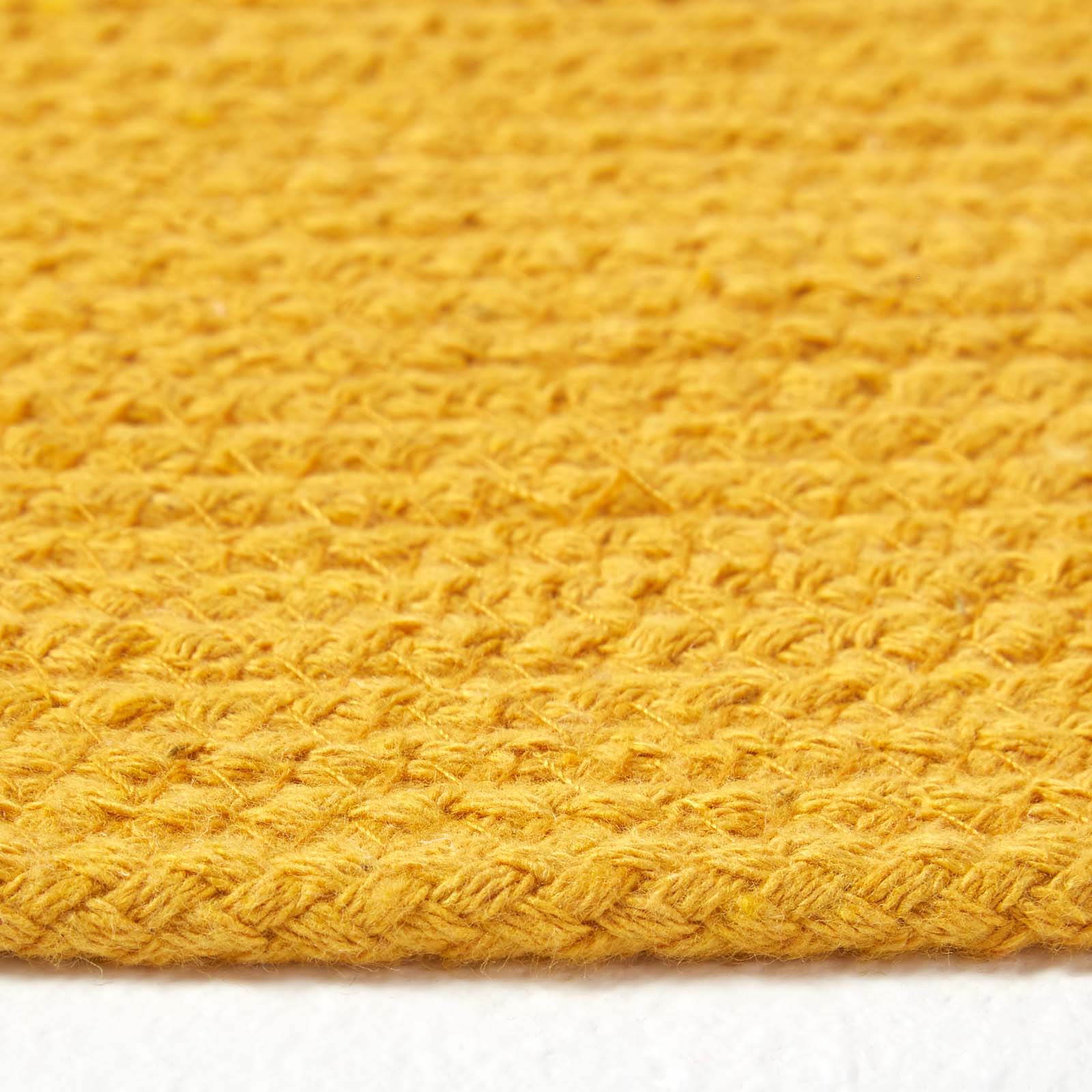 Handmade Woven Braided Oval Rug | 50cm x 75cm | Mustard