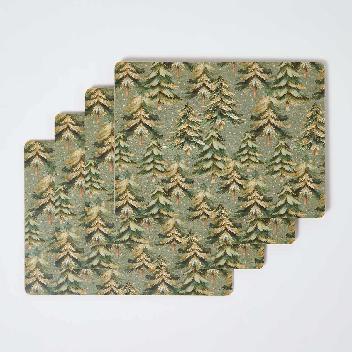 HOMESCAPES Xmas Forest Placemats & Coasters, Set Of 8