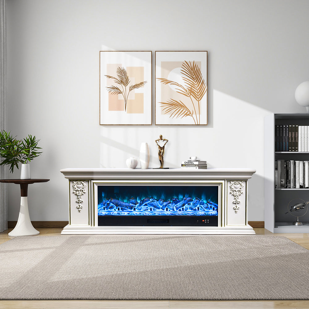 Tv Stand Electric Fireplace With 7 Led Flame Colors, Remote & Wifi Control, 750w/1500w Heater For Rooms Up To 25㎡（with Gold Outline）