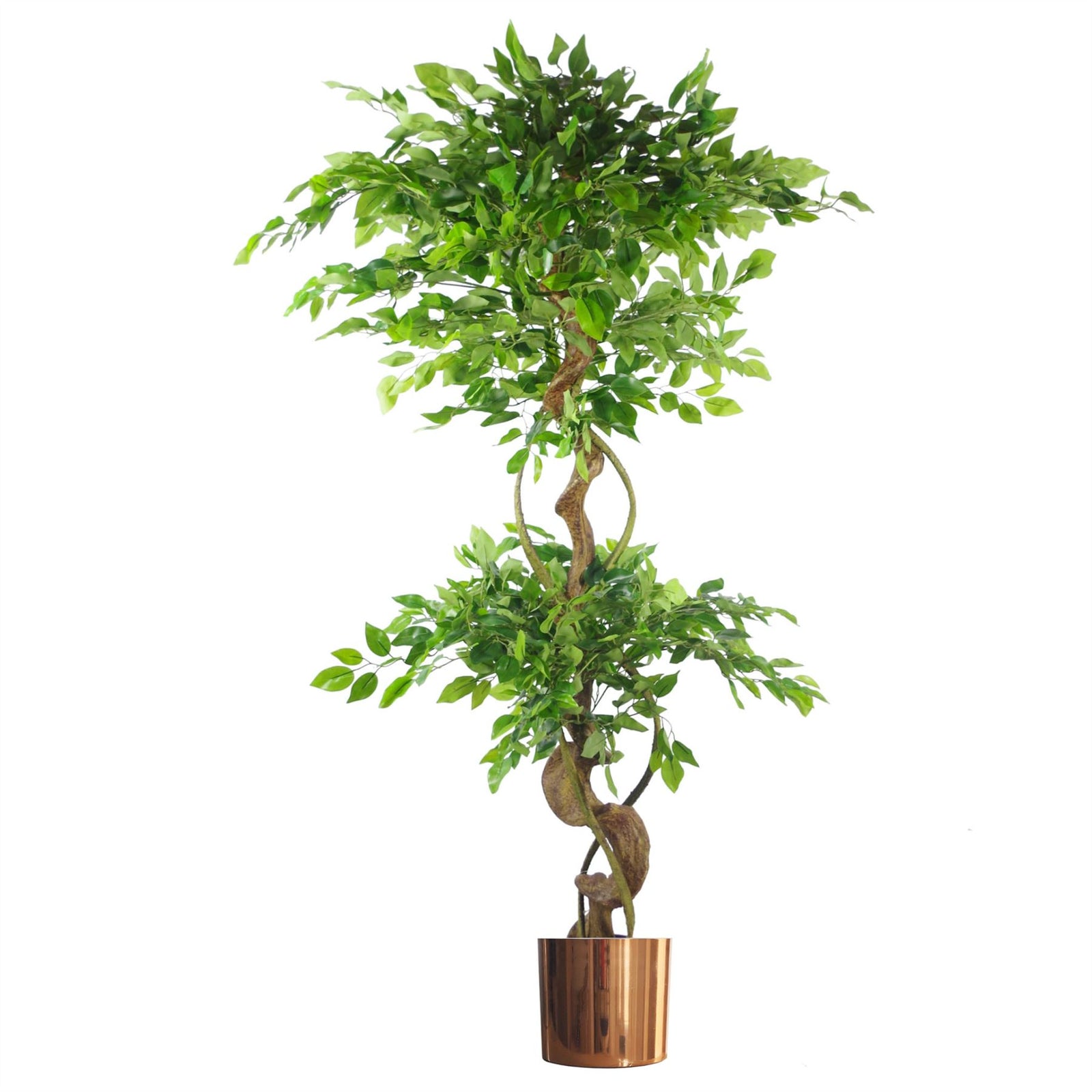 150cm Twisted Trunk Artificial Fruticosa Ficus Tree Copper Planter