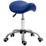 Pu Leather Saddle Stool W/ Moulded Padded Seat Adjustable | One Size | Blue