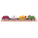 Bigjigs Toys Wooden Construction Train Engine with 3 Carriages