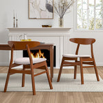 Set of 2 Linen Upholstered Dining Chair With Wooden Frame Modern Accent Chair