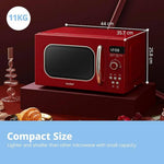 800w 20l Retro Microwave Oven With Led Display | Red