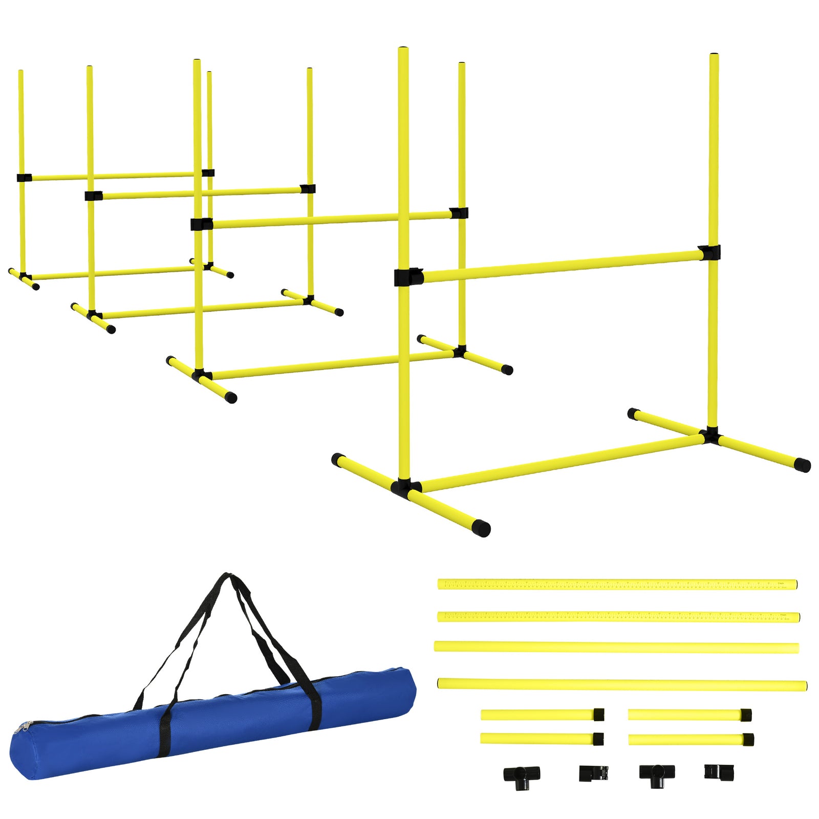 Pawhut 4 Pieces Dog Agility Training Equipment With Carrying Bag, Yellow