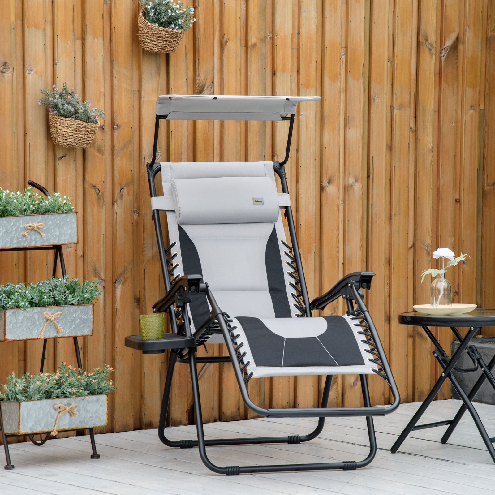 Zero Gravity Lounger Chair, Folding Reclining Patio Chair | Set-of-1 | Gray