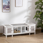 Rabbit Hutch Separable Guinea Pig Cage Bunny Run W/ Slide Out Tray 
Grey