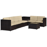 8pcs Patio Rattan Sofa Set Garden Furniture Side Table | Pale Brown