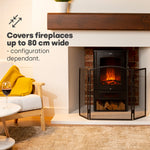 Livivo 3 Panel Fire Screen Folding Black Steel Mesh Protector For Home