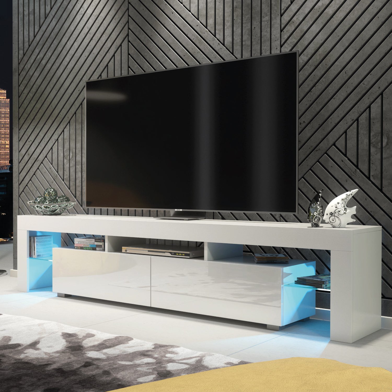 Nova Tv Unit 200cm With Led Lights | White