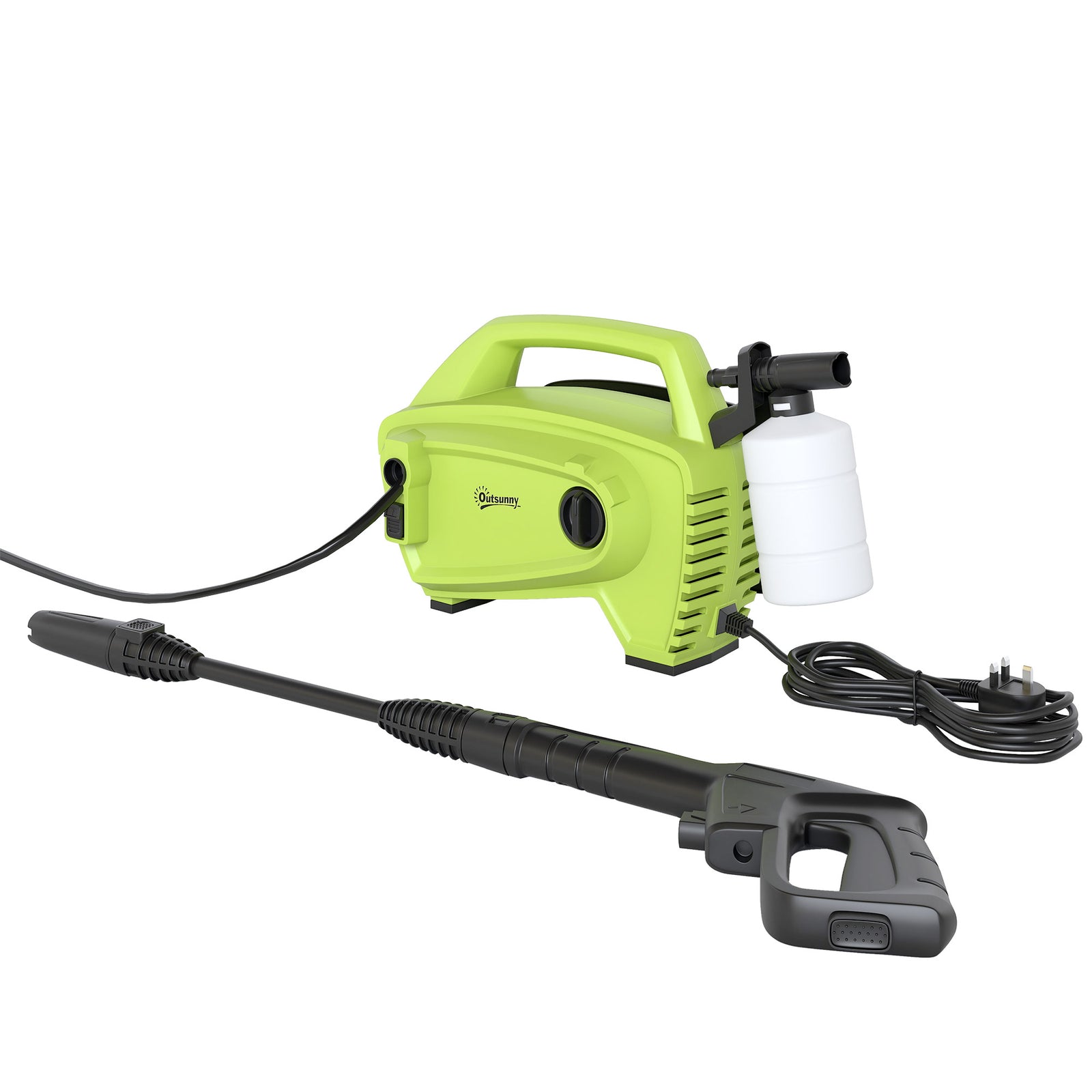 1600w Power Washer 130 Bar Pressure Washer 6m Hose, Nozzle, Green