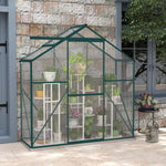 6x2.5ft Aluminium Polycarbonate Greenhouse | Green