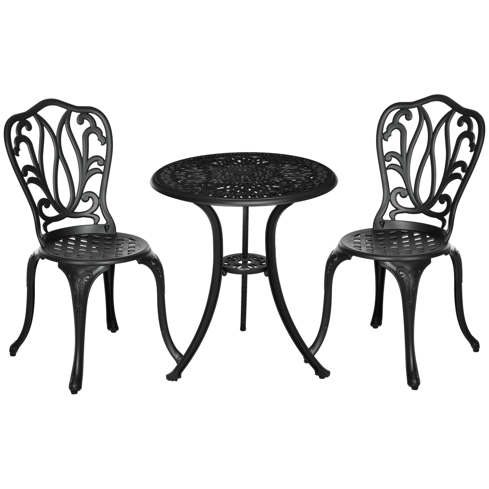 3 Piece Patio Bistro Set Outdoor Table Set | Black