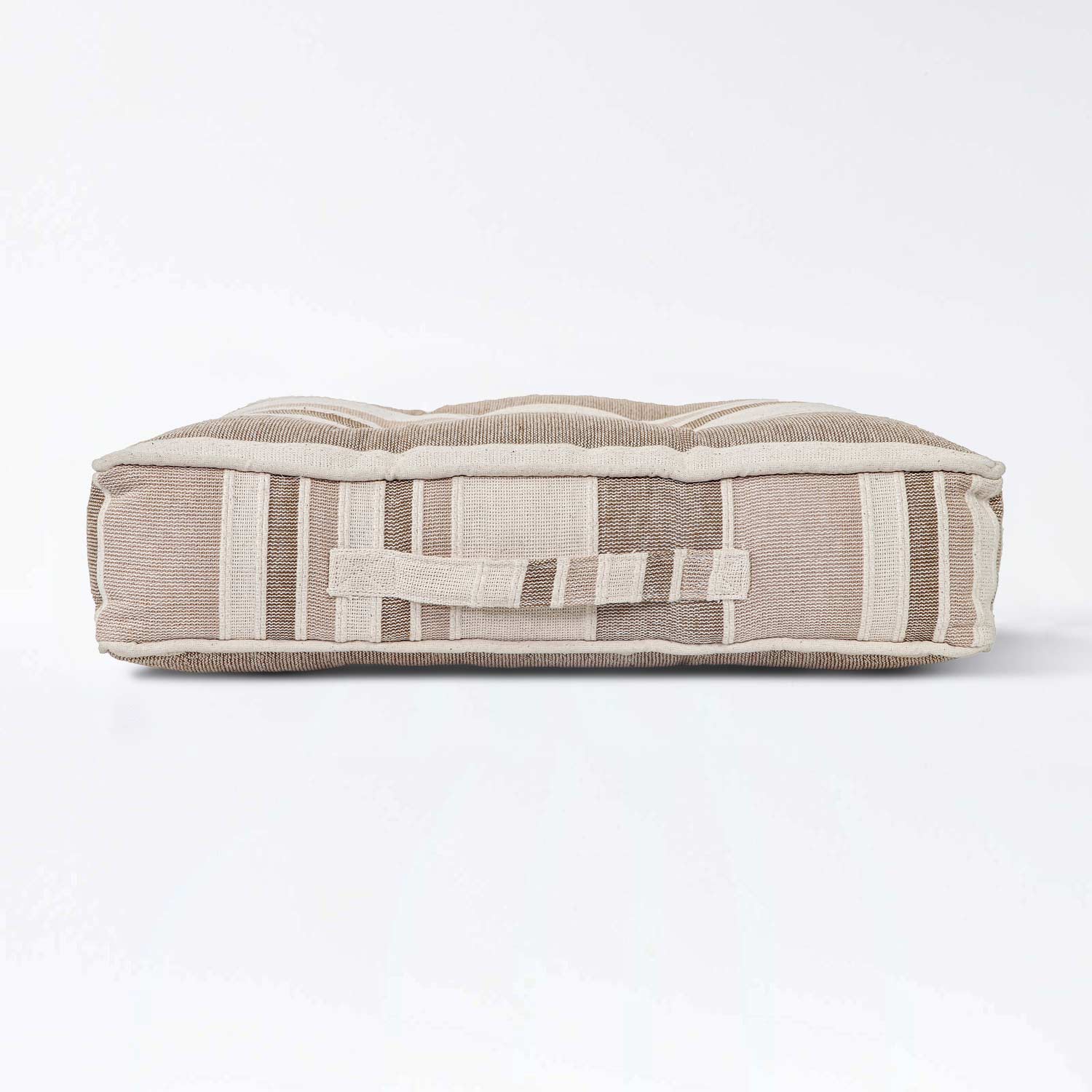 Morocco Striped Cotton Floor Cushion | 40cm x 40cm | Beige