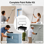 Paint Roller Set 5-wheel Tray Extendable Pole For Walls 13pcs