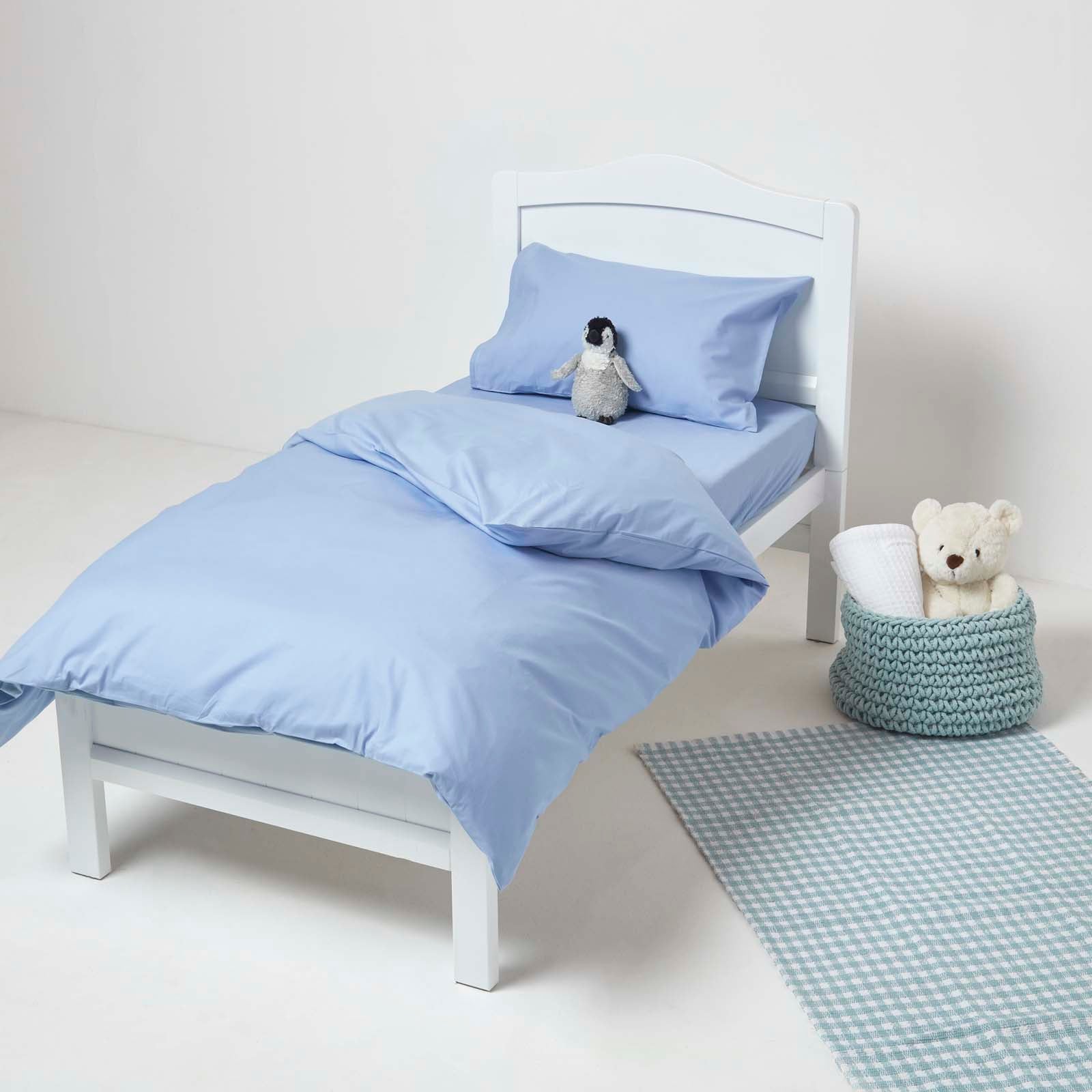 Cotton Cot Bed Duvet Cover Set 200 Thread Count | Cot Bed | Blue