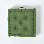 Rajput Ribbed Cotton Floor Cushion | 40cm x 40cm | Dark Olive