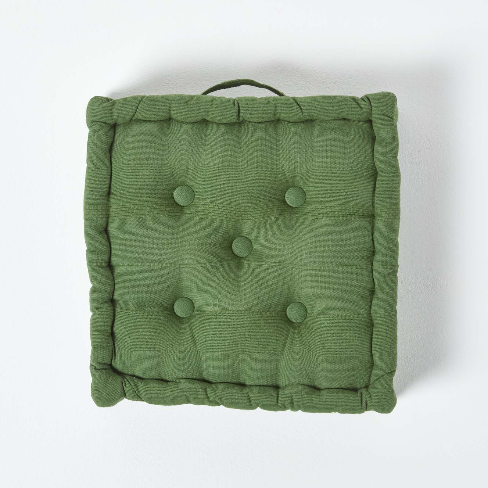 Rajput Ribbed Cotton Floor Cushion | 40cm x 40cm | Dark Olive