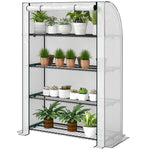 Mini Greenhouse Indoor Outdoor Green House With Pe Cover, White