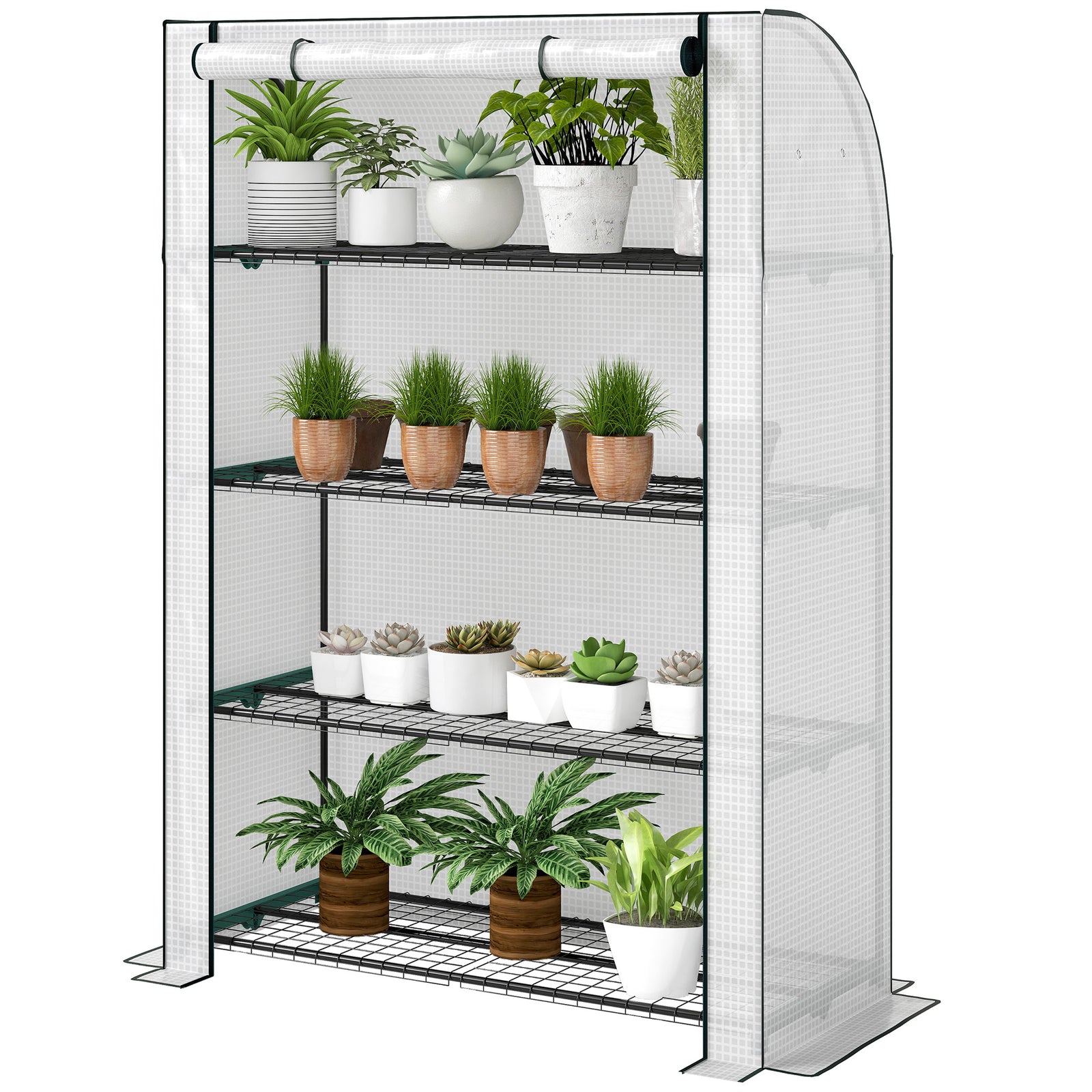 Mini Greenhouse Indoor Outdoor Green House With Pe Cover, White