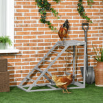 Pawhut Chicken Coop Toy With Swing, Ladder, Platform For 2 Chickens, Hens, Grey
