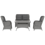 4 Pcs Outdoor Rattan Sofa Set, Wicker Sectional Sofa Set