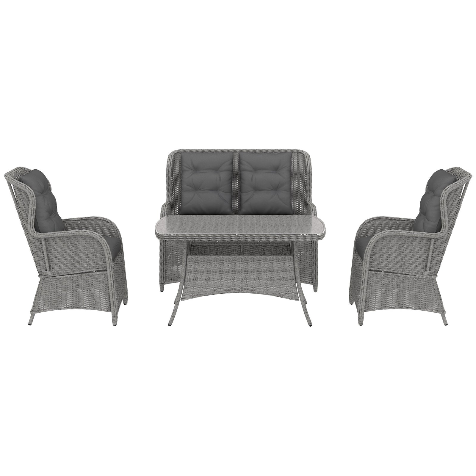 4 Pcs Outdoor Rattan Sofa Set, Wicker Sectional Sofa Set