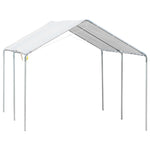 2-rooms Outdoor Carport Galvanized Steel Tent Uv Resistant | White