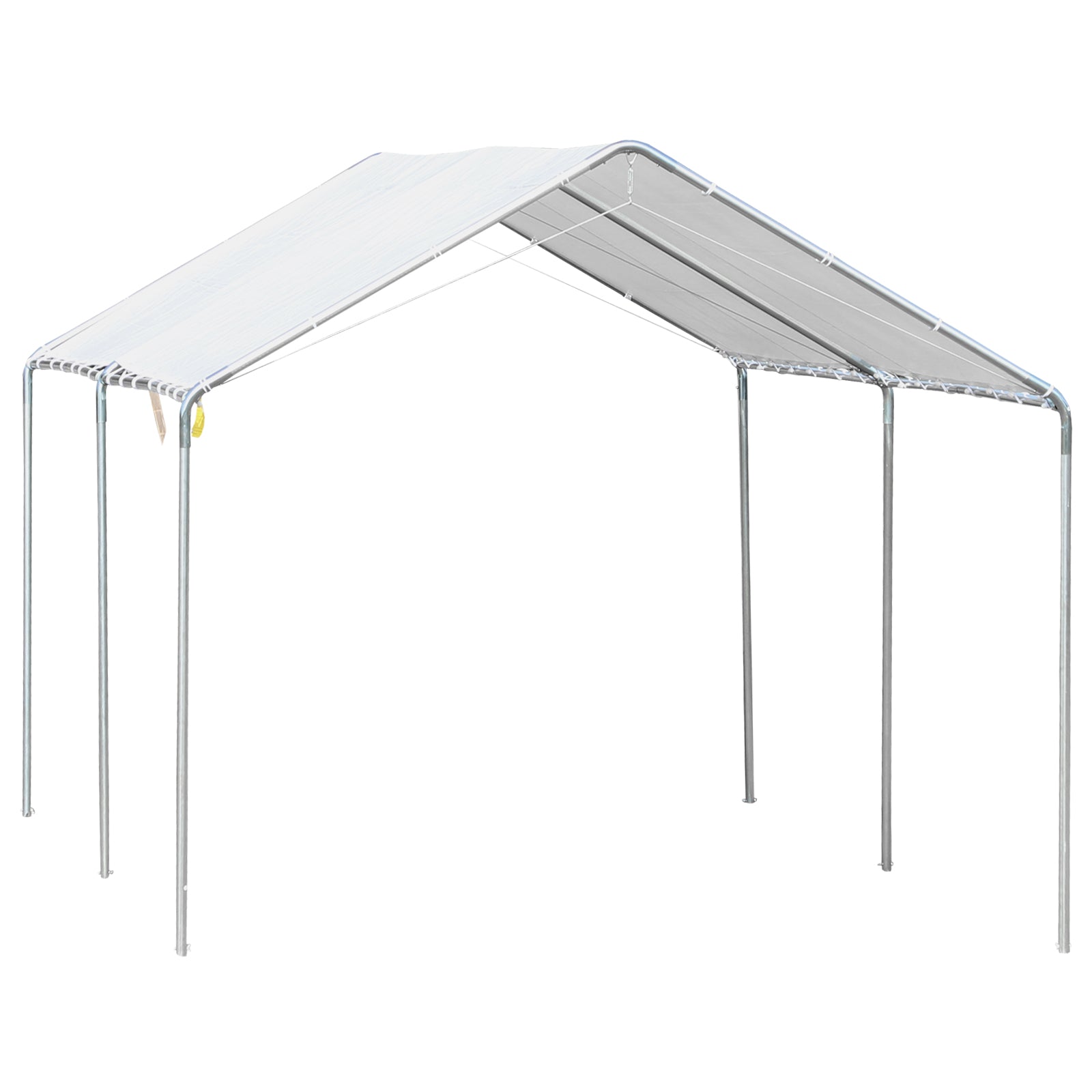 2-rooms Outdoor Carport Galvanized Steel Tent Uv Resistant | White