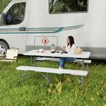 3 Piece Folding Picnic Table And Bench Set W/ Handles