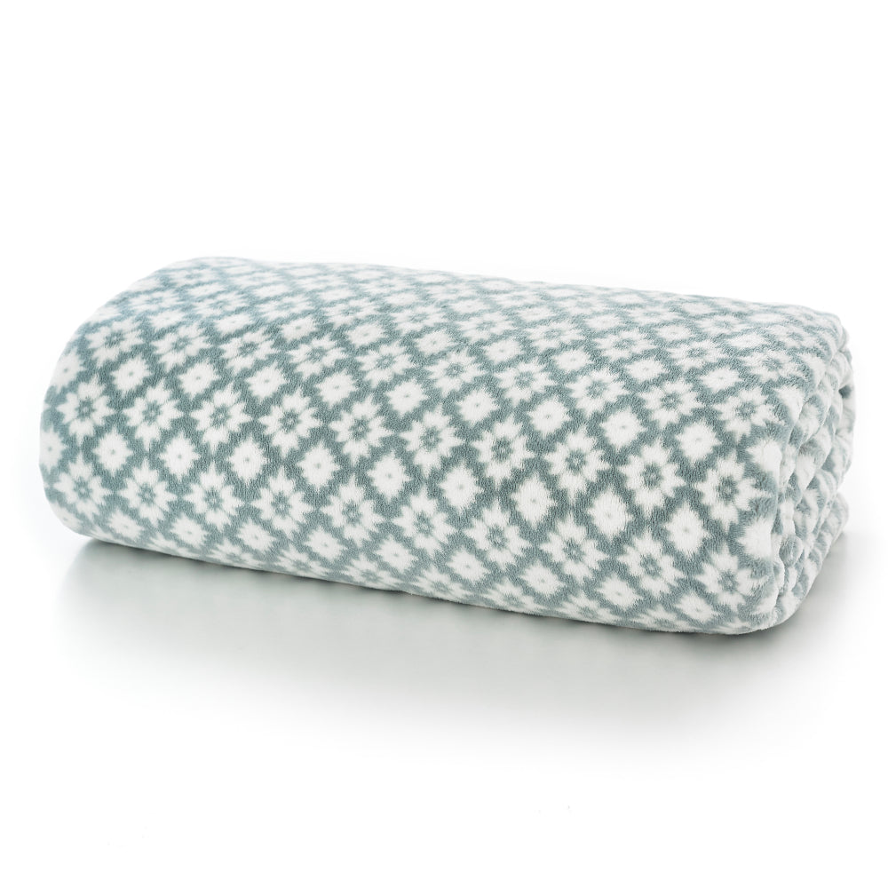 Harlington Printed Heavyweight Supersoft Fleece Throw | 150cm x 180cm | Green