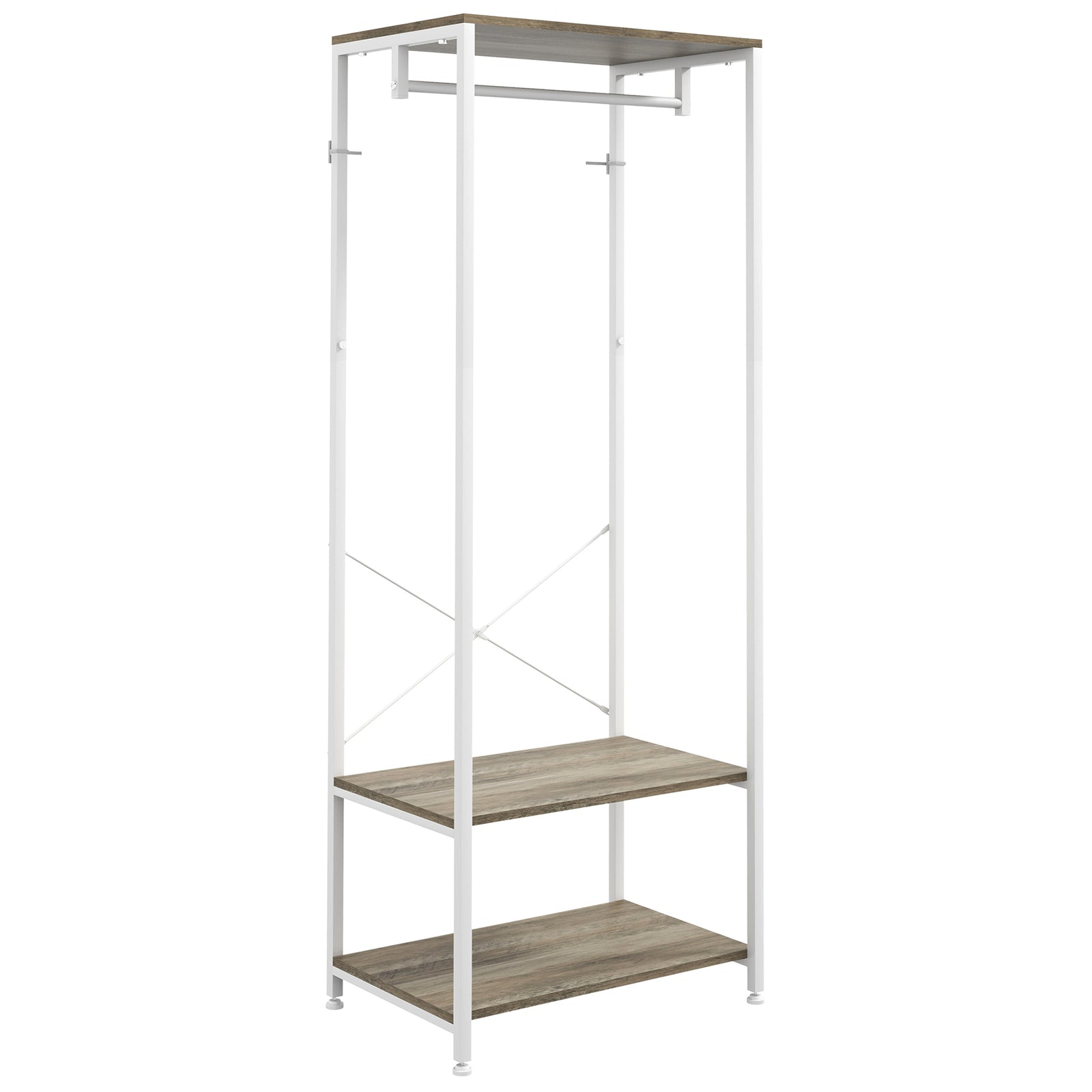 Coat Rack 2-in-1 Clothes Stand With Shoe Storage For Hallway | One Size | Gray