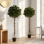 Outsunny Realistic Lush Topiary Ball Tree With Twisted Trunk, Green