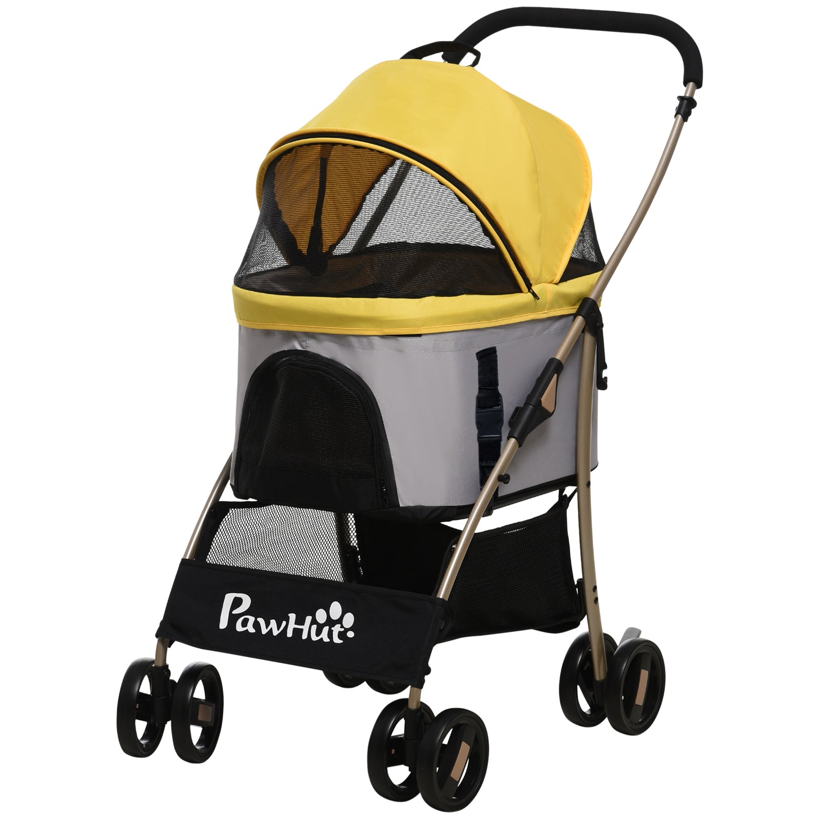3 In 1 Pet Stroller, Detachable Dog Cat Travel Carriage | Yellow
