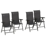 Outdoor Rattan Folding Chair Set W/ Adjustable Backrest | Set-of-4 | Gray