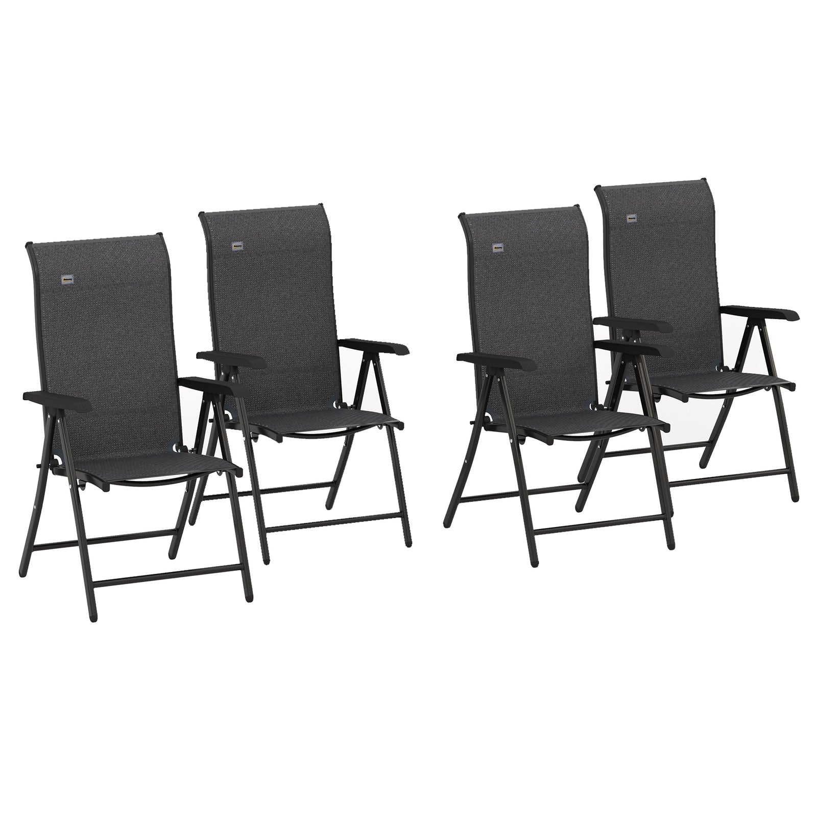 Outdoor Rattan Folding Chair Set W/ Adjustable Backrest | Set-of-4 | Gray