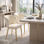 Breeins Set Of 2 Modern Velvet Dining Chairs With Gold Metal Legs