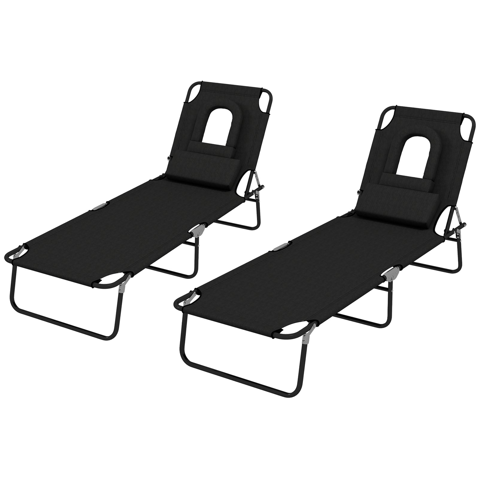 Set Of 2 Sun Lounger Recliner Chairs | Set of 2 | Black