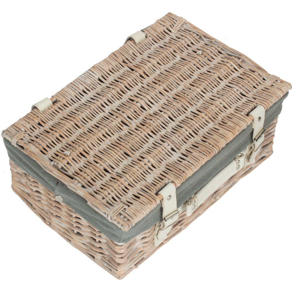Wicker 35cm White Wash Empty Picnic Basket | Gray