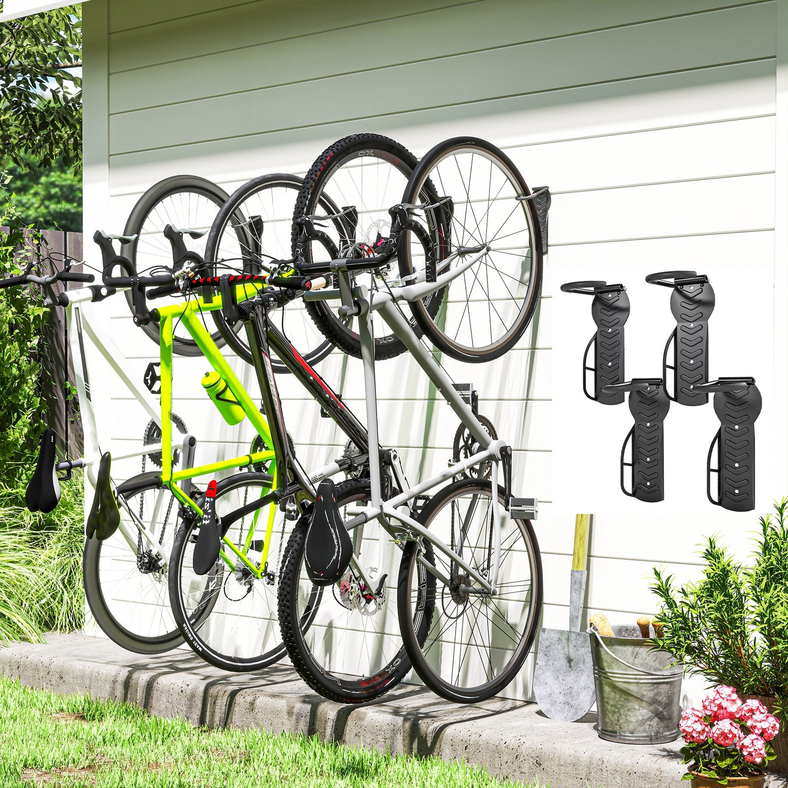 4-pack Wall Mount Bike Hooks