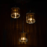 Modern 3-light Pendant Ceiling Light Adjustable Hanging Fixture With Crystal Glass Shades | Black