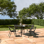 5 Pieces Garden Dining Set Tempered Glass Outdoor Coffee Table And Rattan Chairs