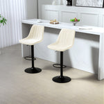 Bar Stools Set Of 2 Adjustable Swivel With Backrest | One Size | Beige