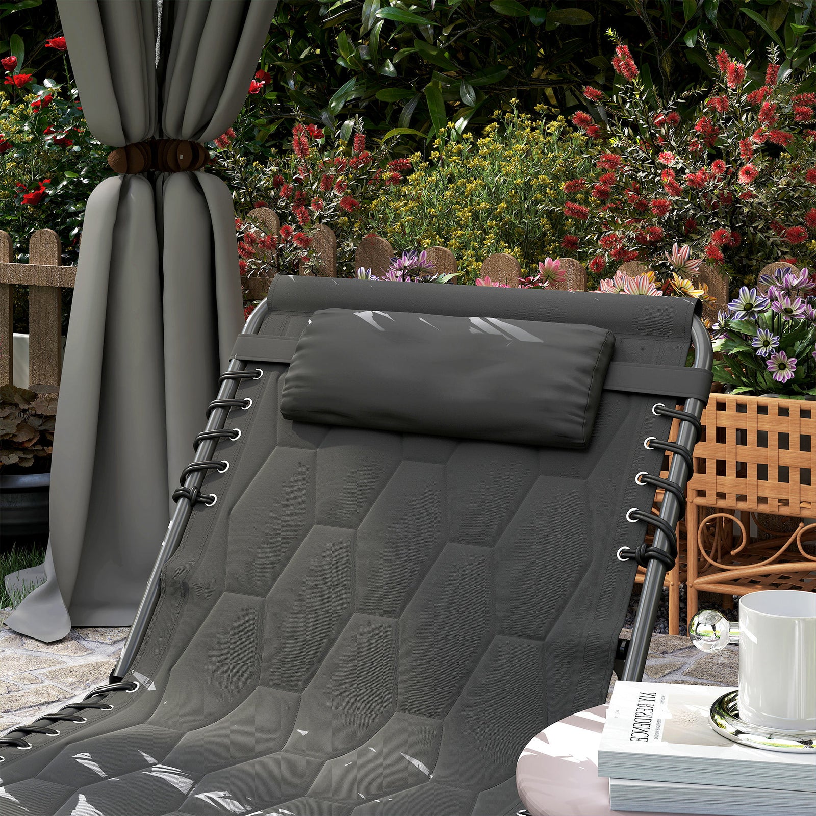 Black 5-level Reclining Sun Lounger