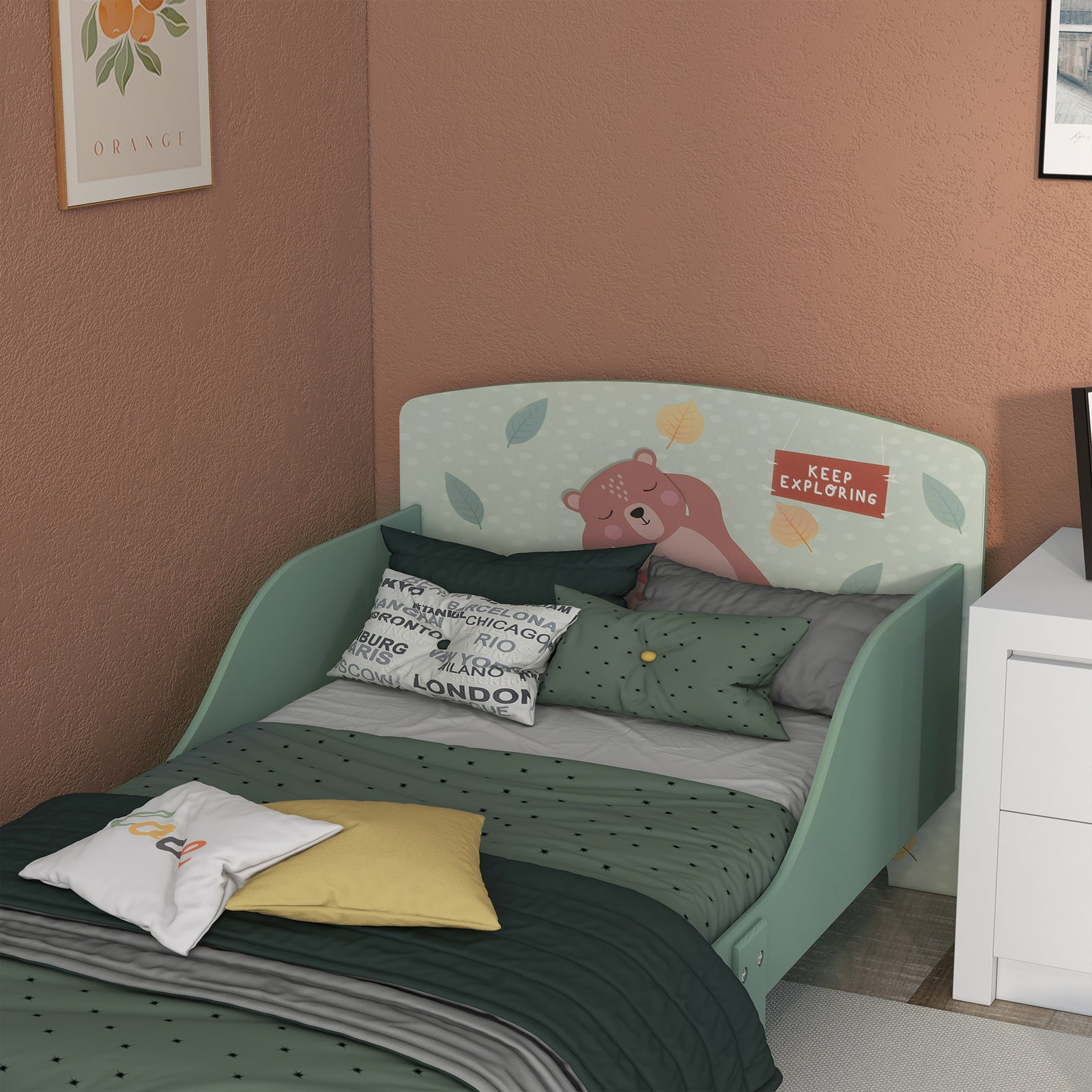 Toddler Bed Frame, Kids Bedroom Furniture For Ages 3-6 Years | Green