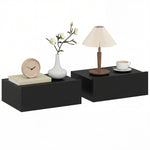 HOMCOM Floating Bedside Table Set Of 2, Wall-mounted Nightstand, Black