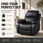 Manual Recliner Sofa 1 Seater Faux Leather | Black