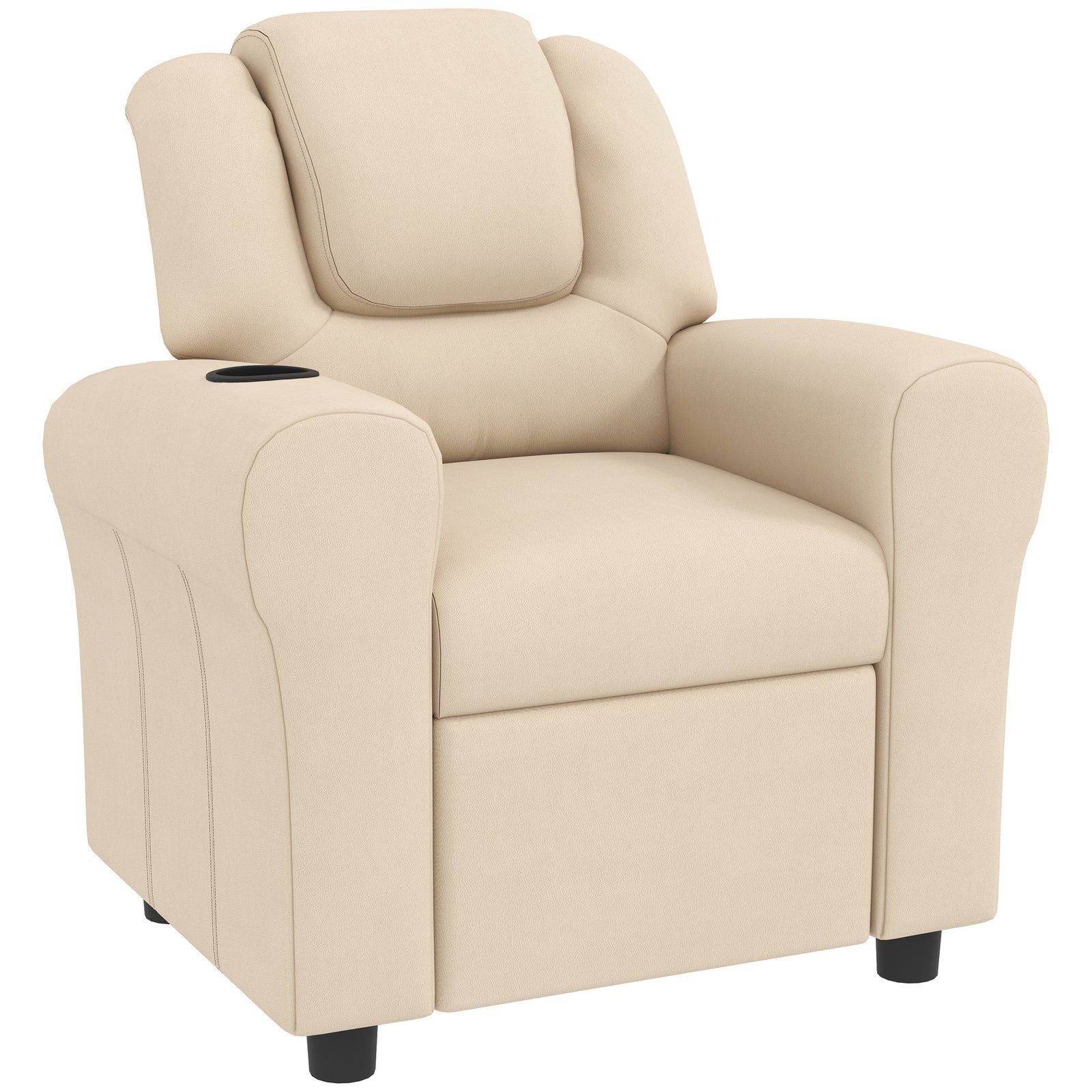 Kids Recliner Chair With Adjustable Backrest And Footrest, Beige
