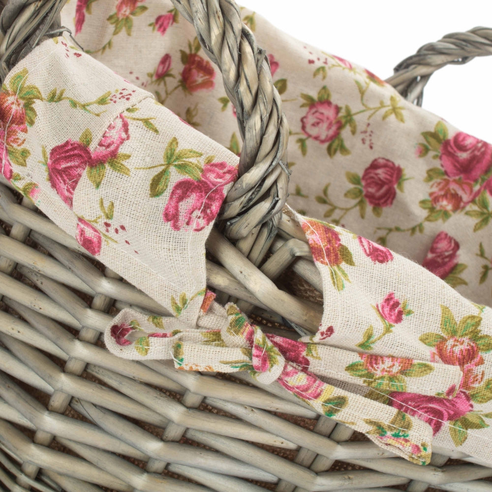 Craft Basket With Garden Rose Lining | One Size | Gray